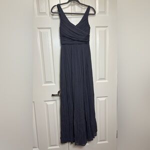 J. Crew Heidi  Gray  V Neck Bridesmaids Dress Draped Silk Chiffon Sz 2